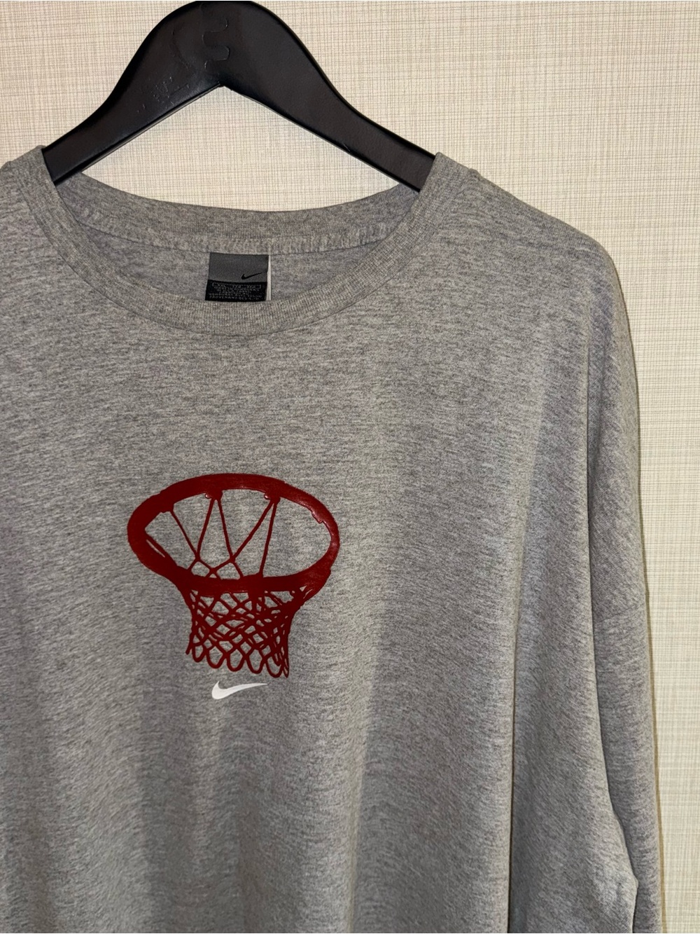 Vtg Y2K Nike Basketball Sports Swoosh Check Center Logo Long-Sleeve T-Shirt XXL